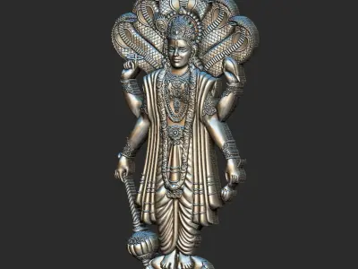 Lord Vishnu With Sheshnaga 01  3D model