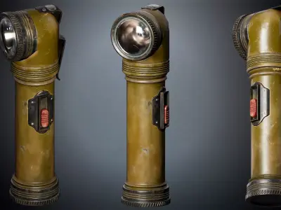 Military Flashlight 1924 Low-poly 3D model