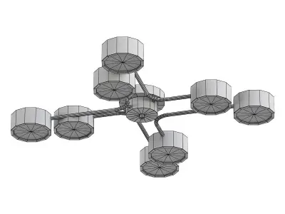 dahlia brass ceiling light with six lights 3D model