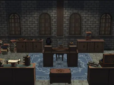 Dungeon Set Wizard Laboratory Low-poly 3D model