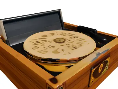 Vintage Wooden Record Player Turntable Low-poly 3D model