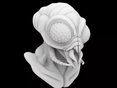 Insectoid Alien Bust 3D Print Model 3D print model