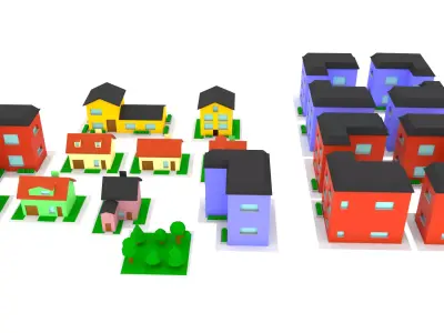 10 Low poly houses pack Low-poly 3D model