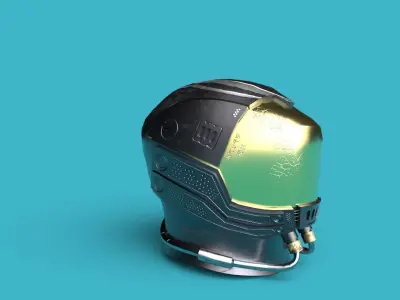 Sci fi medium poly Helmet  Low-poly 3D model