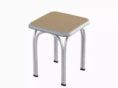 Silver Steel Stool 03 3D model