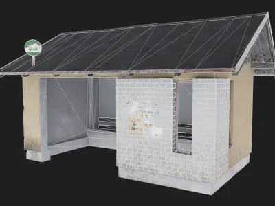 Post Soviet Bus Stop In East Europe Game Ready Low-poly 3D model