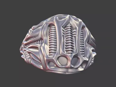 bioorganic giger style ring  v4 3D print model