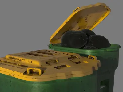 Garbage can Low-poly 3D model