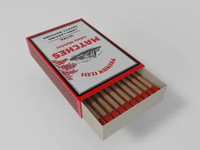 Lighting fluids and matches Matches Small Box Low-poly 3D model