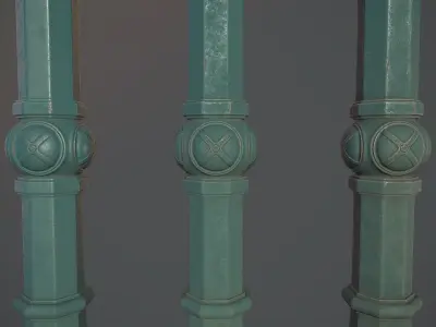 Barrier Bollard Pack 2 v2 Green Three Texture Options Low-poly 3D model