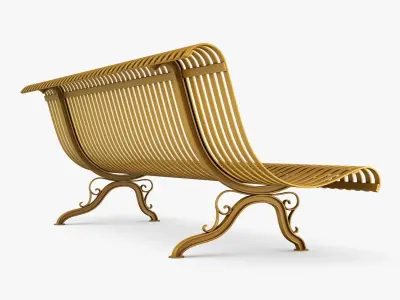 Bench v 1 golden metal 3D model