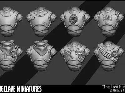 Prussian Torso Set 8 Model Kitbashing Pack 3D model