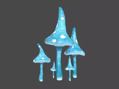Fantasy Mushroom G02 Blue - Scene Backdrop Design Low-poly 3D model