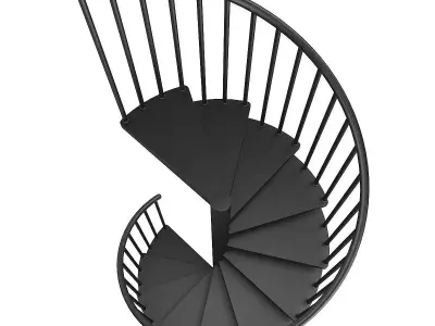 Black Narrow Spiral Stairs 3D model