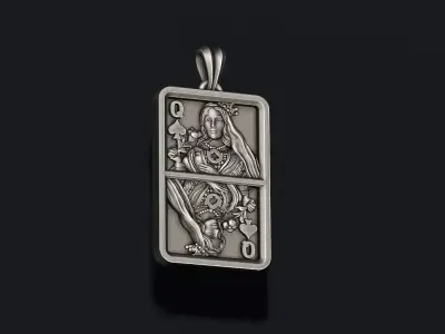 Spade queen playing card pendant light 3D print model