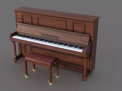 Upright Piano Low-poly 3D model