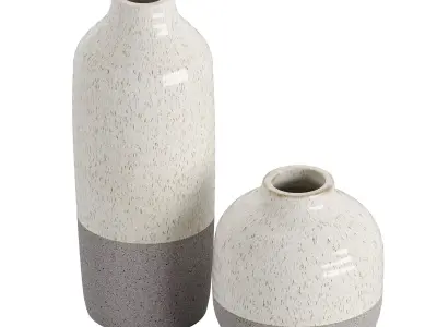 Two ceramic vases in cream and gray colors 3D model