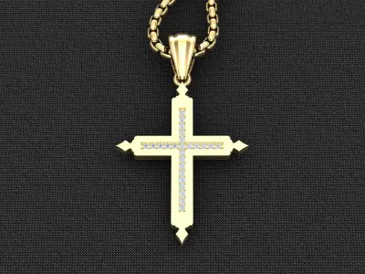 High Cross Pendant Light Gold 18K 3CP099 3D model