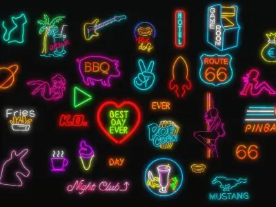 Ultimate Neon Sign Pack 2 Low-poly 3D model