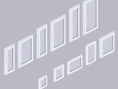 Set of low-poly univalve windows Low-poly 3D model