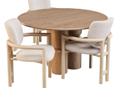 Dining Set - Hayes Table and Madeira Chairs 3D model