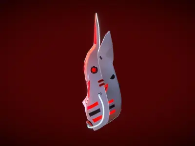 Cyberpunk Kitsune Mask Low-poly 3D model