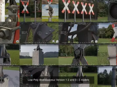 Low-Poly Andreaskreuz Version 1 2 and 3 3D Model Pack