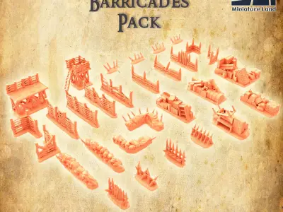 Modular Village Barricades Pack Tabletop Terrain 28 MM 3D print model