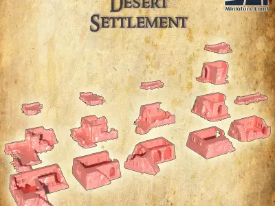 Ruined Desert Settlement Tabletop Terrain 28 MM 3D print model