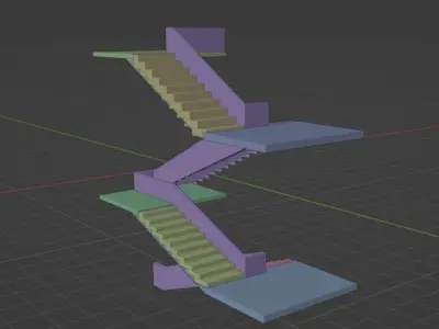 Stairscase of  3 Floors  Raw Stairs of a Building Free 3D model