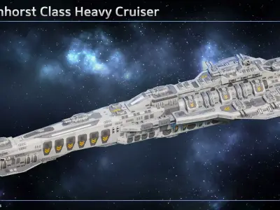 Spaceship Scharnhorst Heavy Cruiser Low-poly 3D model