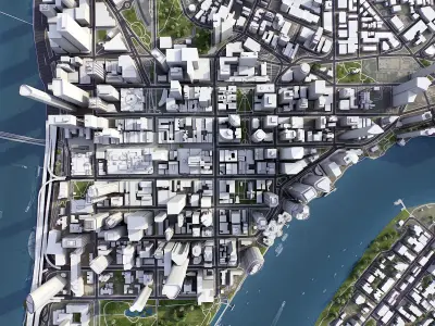 Brisbane - 3D City Model Low-poly 3D model