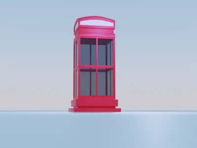 Phone Booth Low-poly 3D model 2