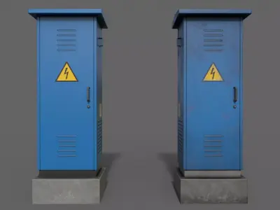 PBR Electric Box Blue V2 Low-poly 3D model