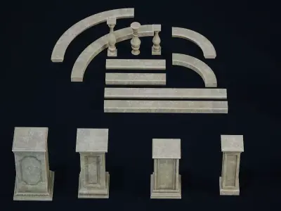 Garden Stand Balustrade Low-poly 3D model