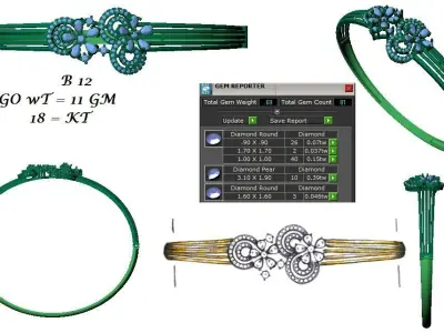 Jewelry Collection bracelet with flower 3D print model