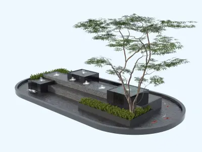 Waterfall Fountains modern Landscape 08 3D model