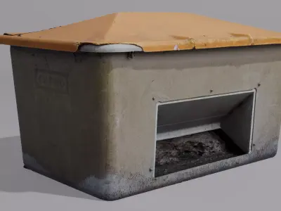 Realistic Yellow Winter Grit Bin - 8K Photogrammetry - 4 LODs Low-poly 3D model