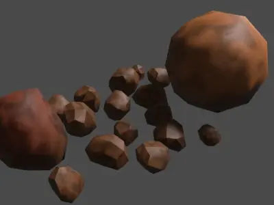 Stylized Wet Brown Rocks of Lake Pack Low-poly 3D model