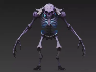 Purple Skeletal Humanoid Monster 3D Model 3D model 3D model