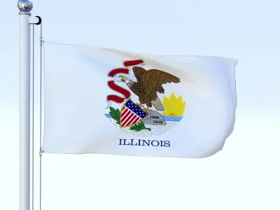 Animated Illinois Flag Low-poly 3D model