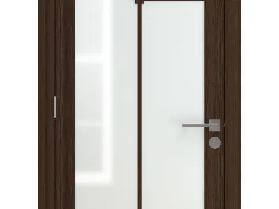 Door-026 wooden door with glass panels 3D model