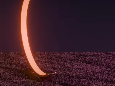 Lunar Arc Floor Lamp  Modern Japandi Lo-Fi Asset Free low-poly 3D model