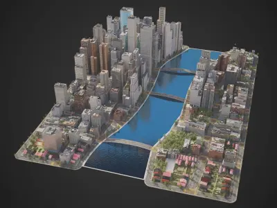 City C4 MAYA Low-poly 3D model