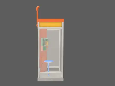 Telephone booth Low-poly 3D model