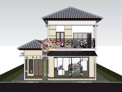 House 9x22m code 559 - Sketchup 3D model 3D model 3D model