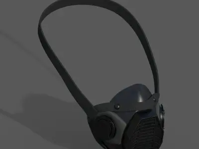 Gas mask helmet 3d model military combat fantasy cyborg armor  Low-poly 3D model