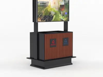 Outdoor Advertising Light Box with Trash Bin 3D model