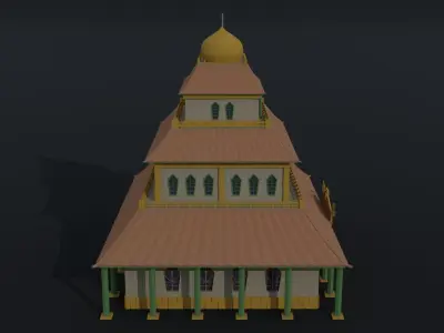 Cartoon Fairy Tail Guild Building Polygonal Style Low-poly 3D model