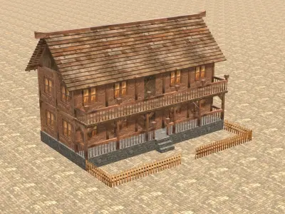 Medieval house fourteen 5 Low-poly 3D model